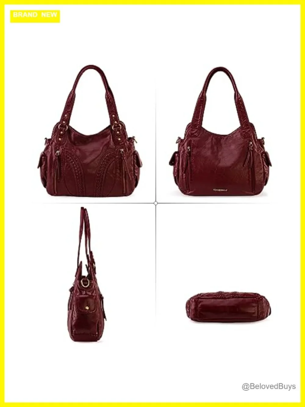 Y2K Hobo Bag with Crossbody Strap Washed Faux Leather Handbag Roomy